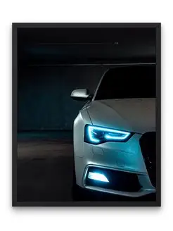 Плакат, постер авто, audi, фара