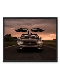 Плакат, постер Tesla Model X, Tesla Model 3, Tesla Model S