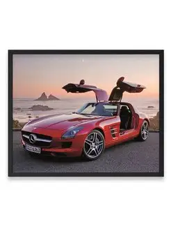 Плакат, постер спортивный автомобиль, mercedes benz sls amg