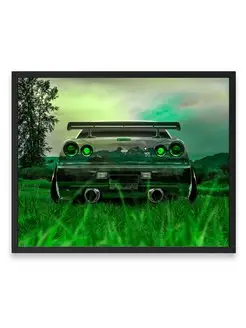 Плакат, постер авто, nissan skyline gt r