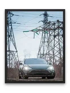 Плакат, постер Tesla Model S, Tesla, авто