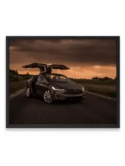 Плакат, постер Tesla Model X, 2019 Тесла Модель Х, Tesla