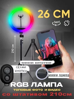 Кольцевая лампа со штативом для селфи 26 см RGB