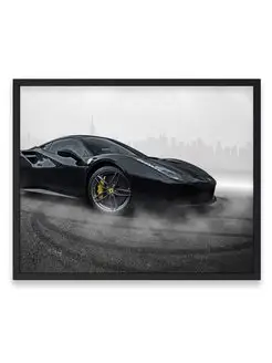 Постер, Феррари ferrari 488 black 40х50