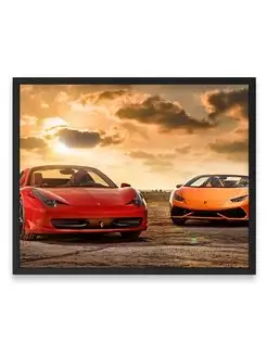 Постер, Феррари ferrari 488 and lamborghini huracan 40х50