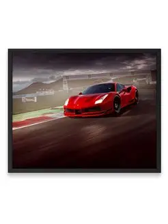 Постер, плакат, Феррари rosso ferrari 488 gtb 40х50