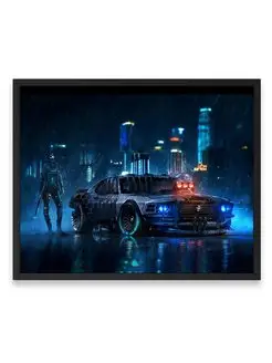 Постер 40x50, Форд ford mustang cyberpunk