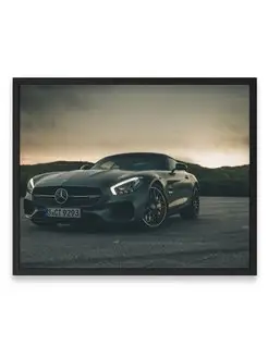 Постер в комнату, Мерседес black mercedes benz amg gt 40х50