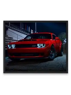 Плакат интерьерный, Додж dodge challenger srt demon 40х50