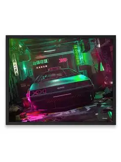 Плакат 40х50, Делореан cyber delorean