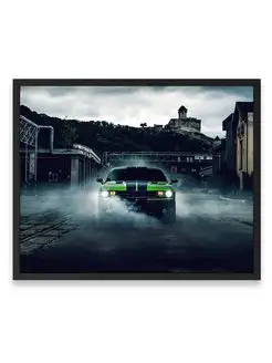 Плакат интерьерный, Додж green dodge challenger 40х50