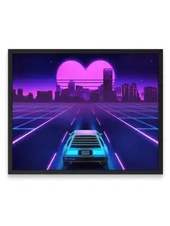 Постер, плакат, Делореан 1980s delorean vaporwave 40х50