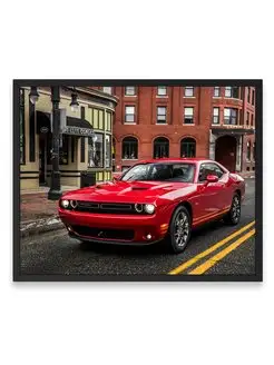 Плакат, Додж dodge challenger red car 40х50