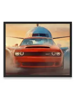 Постер, плакат 40x50, Додж dodge challenger smoking day