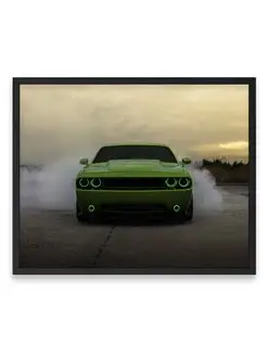 Постер, Додж green dodge challenger 40х50