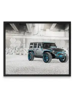 Плакат 40х50, Суперкар jeep wrangler blue grey