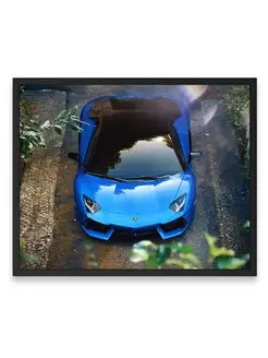 Постер, плакат, Спорткар blue aventador 40х50