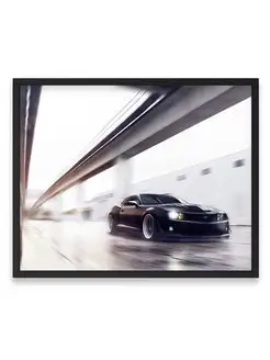 Постер 40x50, Шевроле chevrolet camaro black w