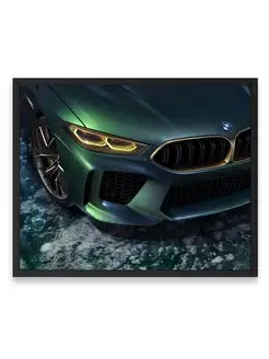 Постер в комнату, Бэха bmw m8 gran coupe headlights 40х50