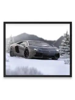 Плакат 40x50, Ламборджини lamborghini aventador in ice