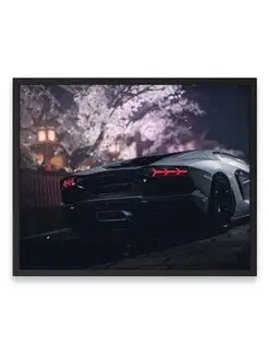 Плакат, Ламборджини grey lamborghini aventador 40х50