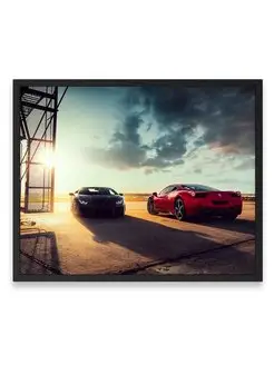 Постер, Феррари lamborghini huracan and ferrari 458 red