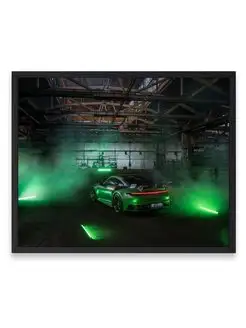 Плакат 40x50, Порше green porsche 992 techart