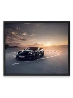 Постер 40x50, Спорткар black corvette