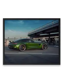 Постер, Мерседес green mercedes benz amg gt car 40х50