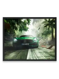 Постер, Плакат, Мерседес green mercedes benz amg gt r 40х50