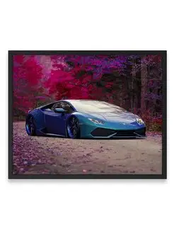 Постер, Плакат, Ламборджини blue lamborghini huracan car