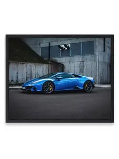 Постер, Ламборджини blue lamborghini huracan evo 40х50