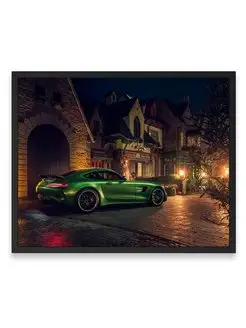 Постер, плакат, Мерседес green mercedes amg gt r 40х50