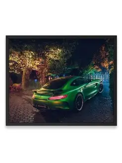 Постер интерьерный, Мерседес green mercedes amg gt r 40х50