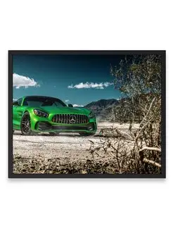 Постер в комнату, Мерседес green mercedes benz amg gt 40х50