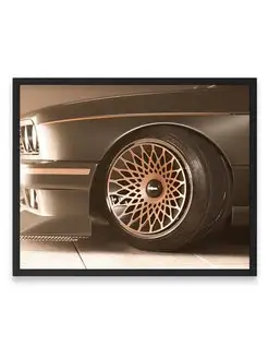 Плакат интерьерный, Бэха bmw e30 fat wheels 40х50