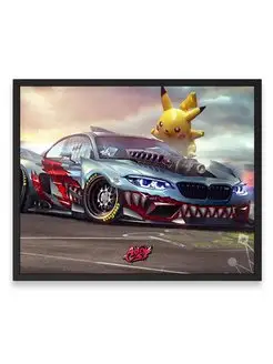 Постер в комнату, Бэха bmw m2 supercharged pokemon 40х50