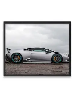 Постер, Ламборджини grey lamborghini huracan 40х50