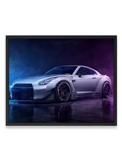 Постер, Плакат, Ниссан grey nissan gtr 40х50