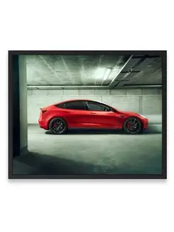 Плакат 40x50, Суперкар tesla model 3