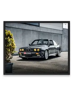 Постер 40x50, Бэха bmw m3 e30 3 series black coupe