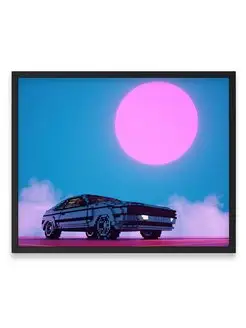 Постер, плакат, Спорткар 1985 supra vaporwave 40х50