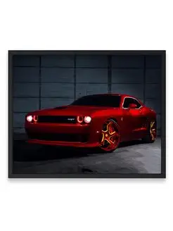 Плакат 40x50, Додж dodge challenger srt hellcat flash