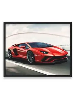 Плакат 40х50, Ламборгини red lamborghini aventador