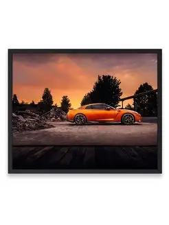 Плакат интерьерный, Ниссан orange nissan gtr 40х50