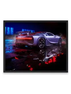 Постер 40x50, Бугатти wet bugatti chiron