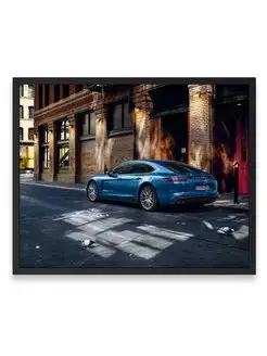 Постер интерьерный, Порше porsche panamera blue 40х50