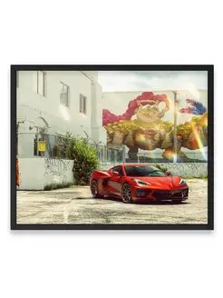 Постер 40x50, Машина vossen beautiful wrapped corvette c8