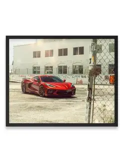 Постер интерьерный, Машина vossen wrapped corvette c8 40х50