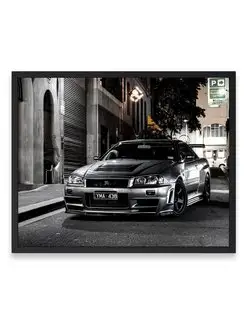 Постер, Плакат, Ниссан nissan skyline gtr r34 40х50